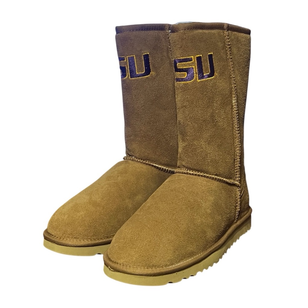 Roadies GameDay Women's LSU TIGERS Shearling Leather Wool Boots